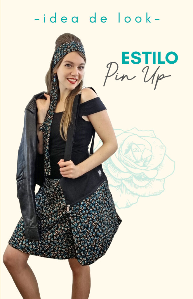 Falda Midi - Rosas Azules