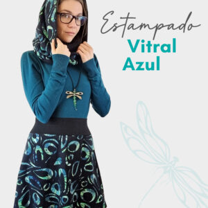 Falda elástica corta Vitral azul