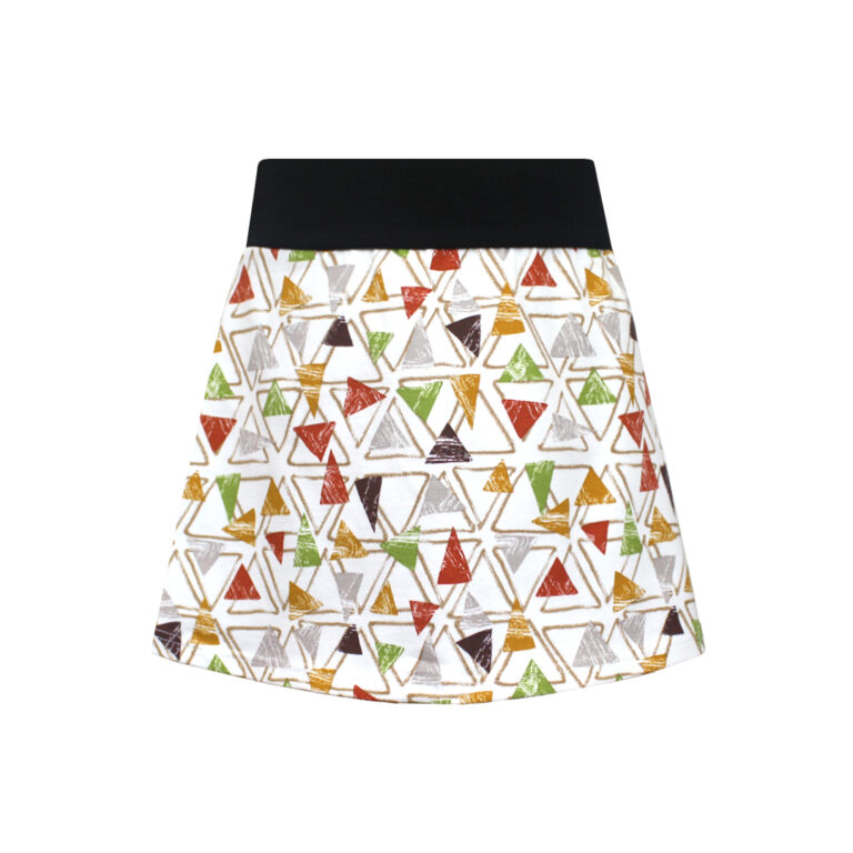 falda infantil artesana cintura elastica blanca trinagulos multicolor