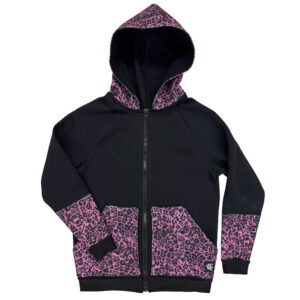 Sudadera animal print con estampado de leopardo lila rosado